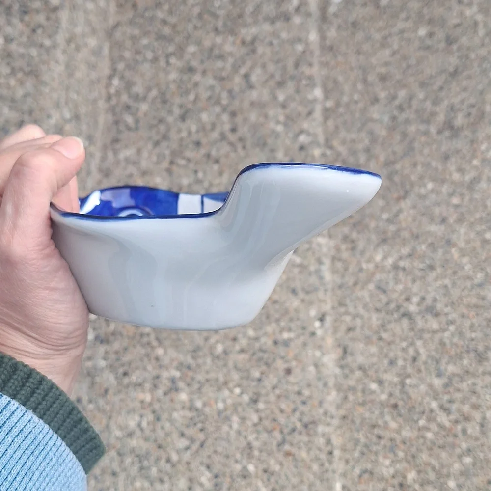 Dansk Arabesque Chowder Bowl Blue And White Fish Catch-all - Picture 6 of 7